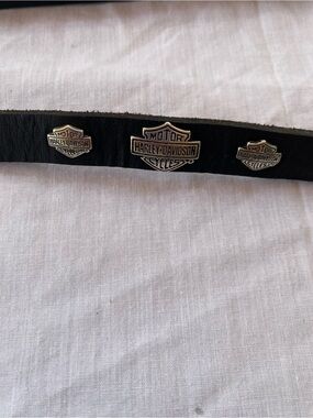 Harley-Davidson Black Leather Dog Leash Silver Logo Studs 46”